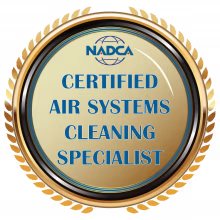 NADCA Certified Air Systems Cleaning Specialist (ASCS) certification seal representing professional HVAC and air duct cleaning standards.