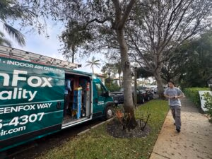 Green Fox Van in front of house
